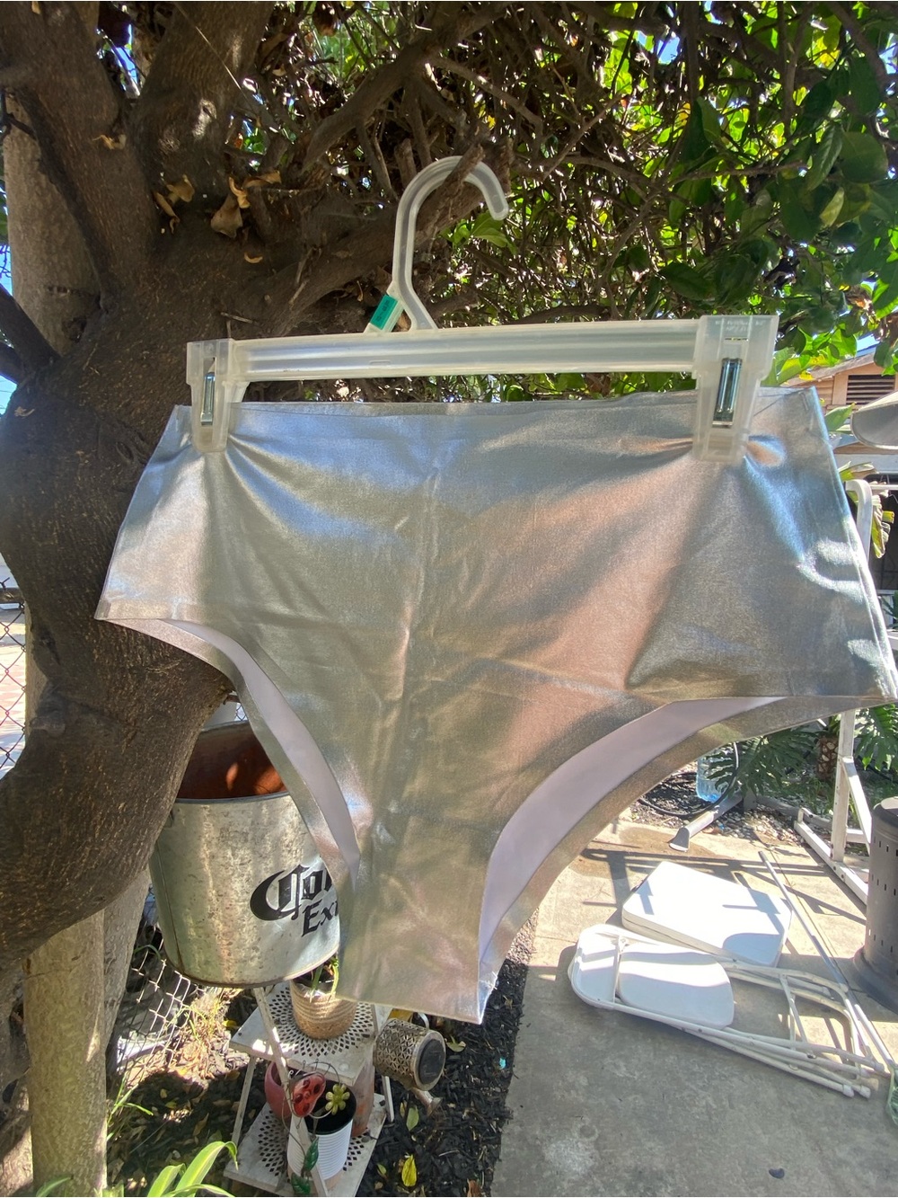Urban Outfitters Shimmer Silver High-Waist Kids Shorts